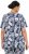 Ulla Popken Feather Print Short Sleeve V-Neck Tee Ink Blue - Mintás pólók nőknek - 