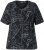 Ulla Popken Abstract Animal Print Short Sleeve Tee Black - Mintás pólók nőknek - 
