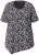 Ulla Popken Bow Print Short Sleeve Pointed Hem Tee Black - Mintás pólók nőknek - 
