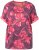 Ulla Popken Quick Drying Flower Print Short Sleeve Tee Dark Cherry - Mintás pólók nőknek - 