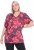 Ulla Popken Quick Drying Flower Print Short Sleeve Tee Dark Cherry - Mintás pólók nőknek - 