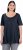 Ulla Popken Essential Front Pleat Tee Navy Blue - Pólók - 