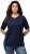 Ulla Popken Piping Accent Functional UVP 50+ Stretch Knit Top Navy Blue - Pólók - 