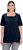 Ulla Popken Essential Square Neck Stretch Tee Navy Blue - Pólók - 