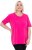 Ulla Popken Essential Round Neck Stretch Tee Magenta Pink - Pólók - 