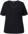 Ulla Popken Satin Trimmed Ribbed Jersey Short Sleeve T-Shirt Black - Pólók - 
