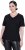 Ulla Popken Satin Trimmed Ribbed Jersey Short Sleeve T-Shirt Black - Pólók - 