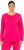 Ulla Popken Basic Round Neck Long Sleeve Slim Fit Cotton Tee Red Pink - Pólók - 