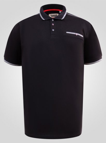 D555 Potts Jersey Polo With Jacquard Collar & Cuffs Fekete - Pólóingek - Galléros Pólók 2XL-8XL - Pólóingek 2XL-8XL