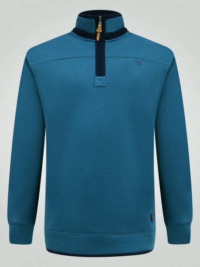 D555 Conway 1 1/4 Zip Neck Fleece Sweatshirt With Bear Logo Teal - Pulóverek & kapucnis pulóverek - Pulóverek & Kapucnis pulóver 2XL-12XL