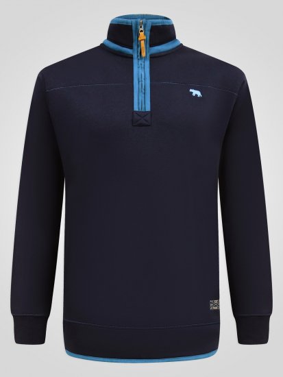 D555 Conway 2 1/4 Zip Neck Fleece Sweatshirt With Bear Logo Tengerészkék - Pulóverek & kapucnis pulóverek - Pulóverek & Kapucnis pulóver 2XL-12XL