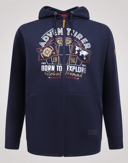 D555 Hector Adventurer Printed Zip Through Hoody Tengerészkék - Pulóverek & kapucnis pulóverek - Pulóverek & Kapucnis pulóver 2XL-12XL