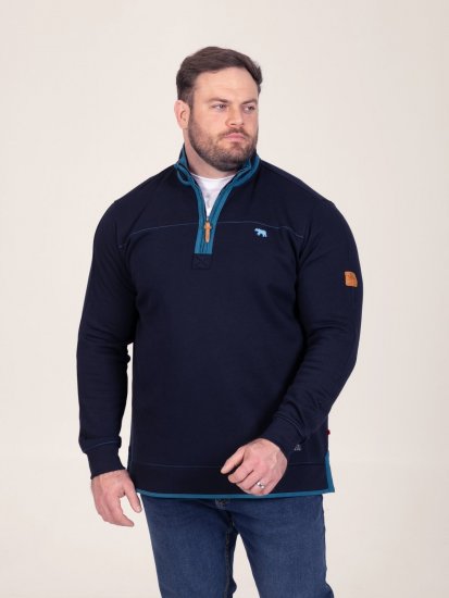 D555 Conway 2 1/4 Zip Neck Fleece Sweatshirt With Bear Logo Tengerészkék - Pulóverek & kapucnis pulóverek - Pulóverek & Kapucnis pulóver 2XL-12XL