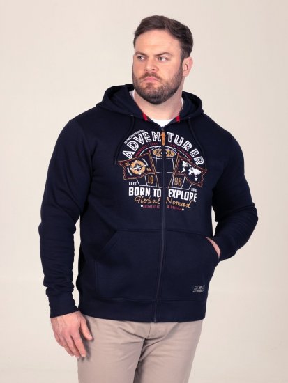 D555 Hector Adventurer Printed Zip Through Hoody Tengerészkék - Pulóverek & kapucnis pulóverek - Pulóverek & Kapucnis pulóver 2XL-12XL