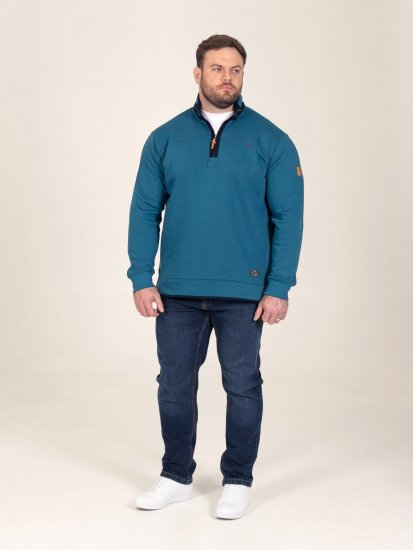 D555 Conway 1 1/4 Zip Neck Fleece Sweatshirt With Bear Logo Teal - Pulóverek & kapucnis pulóverek - Pulóverek & Kapucnis pulóver 2XL-12XL