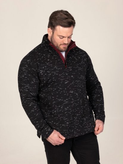 D555 Chandler Reno 1/4 Zip Neck Sweatshirt With Bear Logo Fekete - Pulóverek & kapucnis pulóverek - Pulóverek & Kapucnis pulóver 2XL-12XL
