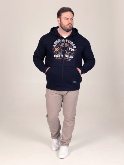 D555 Hector Adventurer Printed Zip Through Hoody Tengerészkék - Pulóverek & kapucnis pulóverek - Pulóverek & Kapucnis pulóver 2XL-12XL