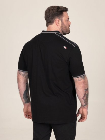 D555 Potts Jersey Polo With Jacquard Collar & Cuffs Fekete - Pólóingek - Galléros Pólók 2XL-8XL - Pólóingek 2XL-8XL