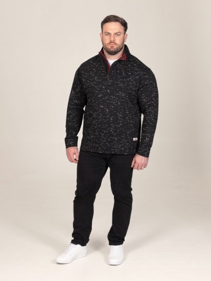 D555 Chandler Reno 1/4 Zip Neck Sweatshirt With Bear Logo Fekete - Pulóverek & kapucnis pulóverek - Pulóverek & Kapucnis pulóver 2XL-12XL