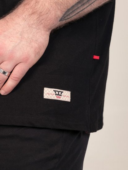 D555 Potts Jersey Polo With Jacquard Collar & Cuffs Fekete - Pólóingek - Galléros Pólók 2XL-8XL - Pólóingek 2XL-8XL