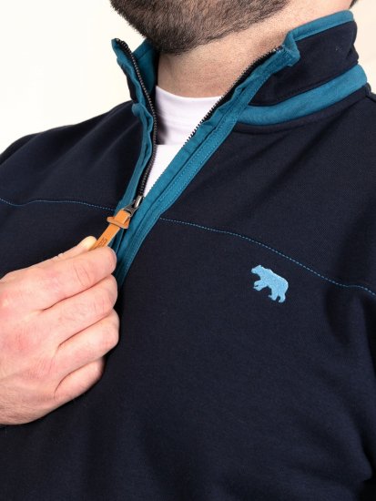 D555 Conway 2 1/4 Zip Neck Fleece Sweatshirt With Bear Logo Tengerészkék - Pulóverek & kapucnis pulóverek - Pulóverek & Kapucnis pulóver 2XL-12XL