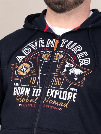 D555 Hector Adventurer Printed Zip Through Hoody Tengerészkék - Pulóverek & kapucnis pulóverek - Pulóverek & Kapucnis pulóver 2XL-12XL