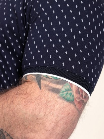 D555 Reid AOP Polo With Jacquard Collar, Pocket And Cuffs Tengerészkék - Pólóingek - Galléros Pólók 2XL-8XL - Pólóingek 2XL-8XL