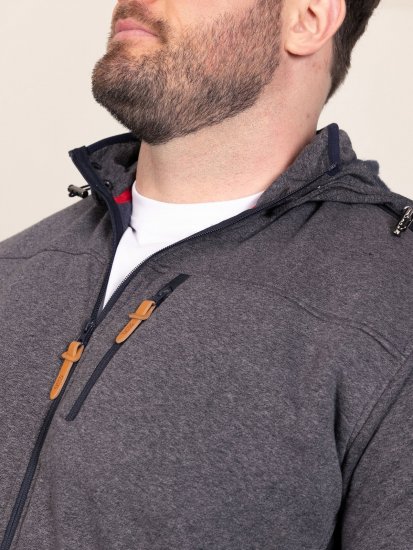 D555 Conrad Detachable Hood Bonded Fleece Zip Through Hoody TALL Tengerészkék - TALL pulóverek - TALL pulóverek és kapucnis felsők