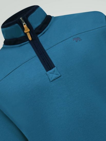 D555 Conway 1 1/4 Zip Neck Fleece Sweatshirt With Bear Logo Teal - Pulóverek & kapucnis pulóverek - Pulóverek & Kapucnis pulóver 2XL-12XL