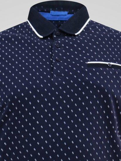 D555 Reid AOP Polo With Jacquard Collar, Pocket And Cuffs Tengerészkék - Pólóingek - Galléros Pólók 2XL-8XL - Pólóingek 2XL-8XL