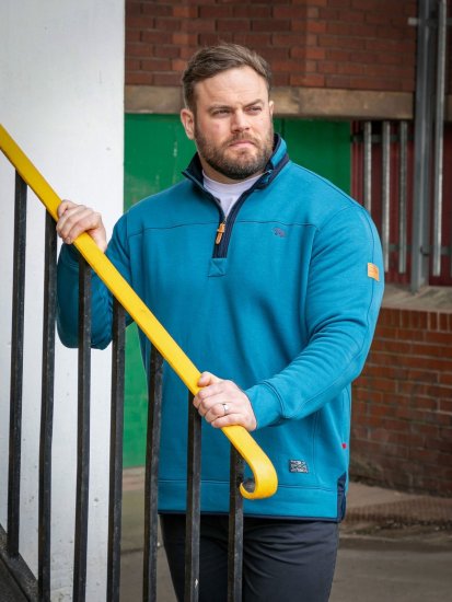 D555 Conway 1 1/4 Zip Neck Fleece Sweatshirt With Bear Logo Teal - Pulóverek & kapucnis pulóverek - Pulóverek & Kapucnis pulóver 2XL-12XL