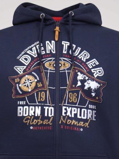 D555 Hector Adventurer Printed Zip Through Hoody Tengerészkék - Pulóverek & kapucnis pulóverek - Pulóverek & Kapucnis pulóver 2XL-12XL