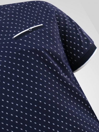 D555 Reid AOP Polo With Jacquard Collar, Pocket And Cuffs Tengerészkék - Pólóingek - Galléros Pólók 2XL-8XL - Pólóingek 2XL-8XL
