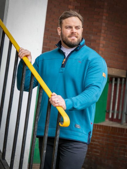 D555 Conway 1 1/4 Zip Neck Fleece Sweatshirt With Bear Logo Teal - Pulóverek & kapucnis pulóverek - Pulóverek & Kapucnis pulóver 2XL-12XL