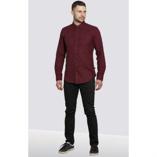 D555 Dawson Textured Shirt Dark Red - Ingek - Ingek 2XL-10XL