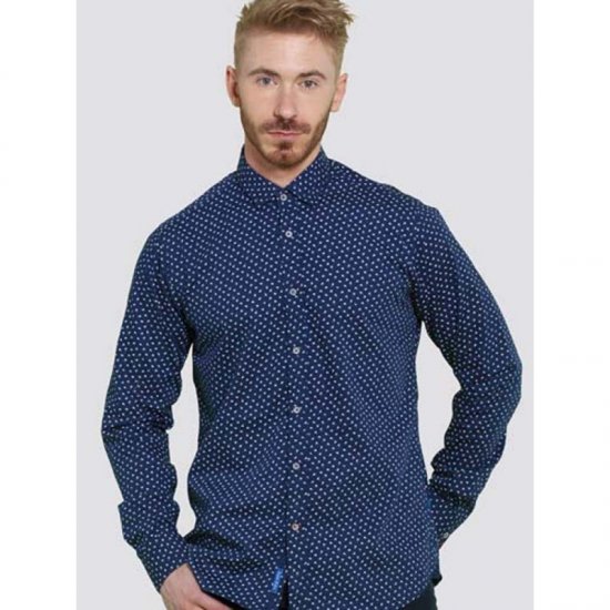 D555 Bainton Long Sleeve Shirt Navy - Ingek - Ingek 2XL-10XL