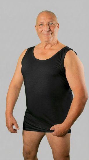 20 Nodi Crew Neck Tank Top in Combed Cotton Jersey Black - Alsónemű & strandruhák - Nagyméretű Alsónemű 2XL-8XL