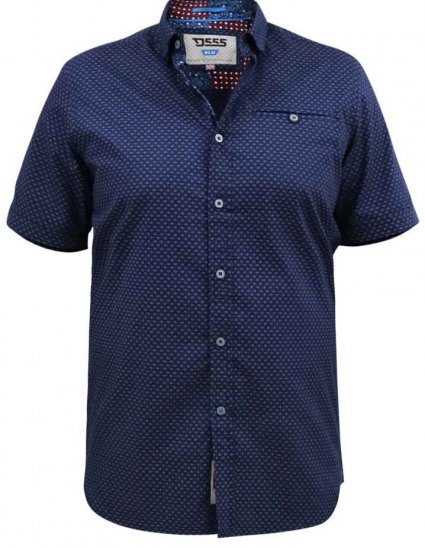 D555 Telford S/S Micro Ao Print Shirt Navy - Ingek - Ingek 2XL-10XL