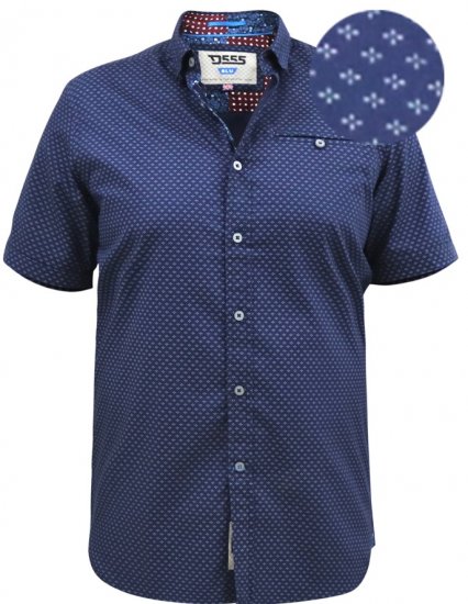 D555 Telford S/S Micro Ao Print Shirt Navy - Ingek - Ingek 2XL-10XL