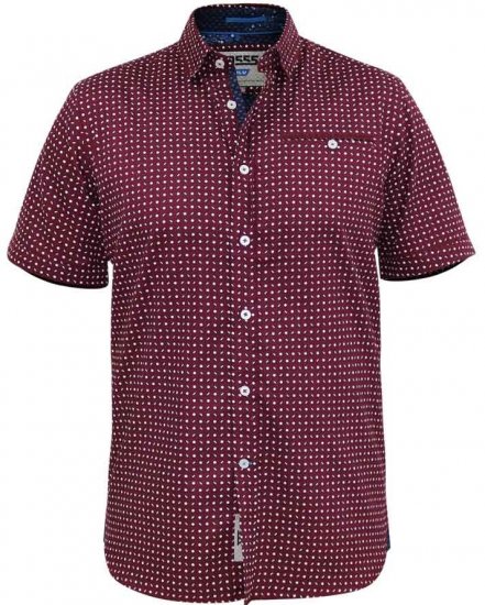 D555 Hillcrest S/S Micro Ao Print Shirt Burgundy - Ingek - Ingek 2XL-10XL