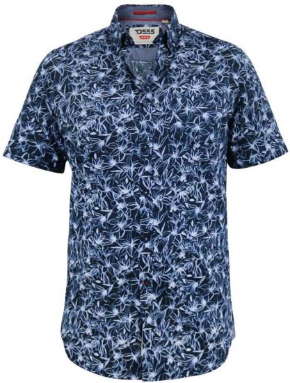 D555 Padbury Floral Ao Printed S/S Shirt Navy - Ingek - Ingek 2XL-10XL