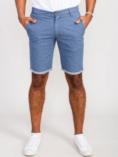 D555 Alderton Stretch Chambray Shorts Navy - Rövidnadrág - Nagyméretű Rövidnadrág W40-W60