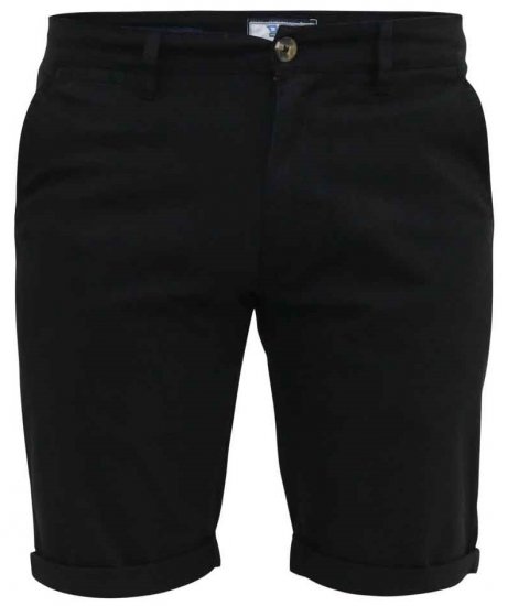 D555 Nelson Stretch Chino Shorts Black - Rövidnadrág - Nagyméretű Rövidnadrág W40-W60