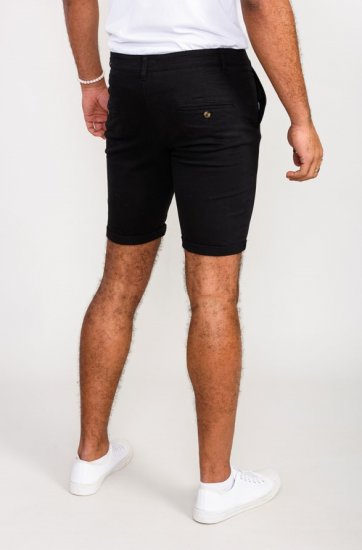 D555 Nelson Stretch Chino Shorts Black - Rövidnadrág - Nagyméretű Rövidnadrág W40-W60