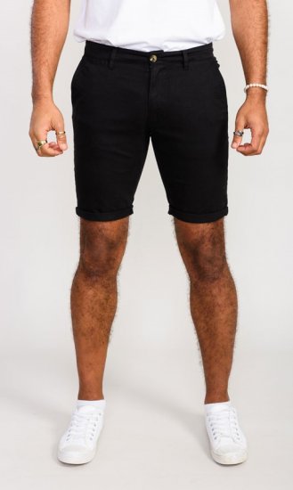 D555 Nelson Stretch Chino Shorts Black - Rövidnadrág - Nagyméretű Rövidnadrág W40-W60
