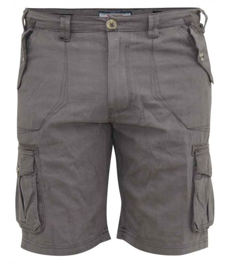 D555 Melton Cotton Cargo Shorts Grey - Rövidnadrág - Nagyméretű Rövidnadrág W40-W60