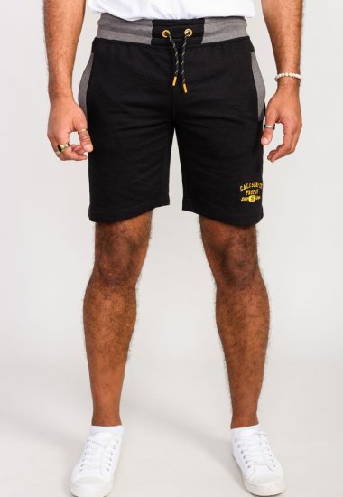 D555 Sutton Elasticated Waist Shorts With Embroidery Black - Melegítőnadrág & rövidnadrág - Melegítőnadrág & Melegítő Rövidnadrág 2XL-12XL