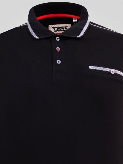 D555 Potts Jersey Polo With Jacquard Collar & Cuffs Fekete - Pólóingek - Galléros Pólók 2XL-8XL - Pólóingek 2XL-8XL