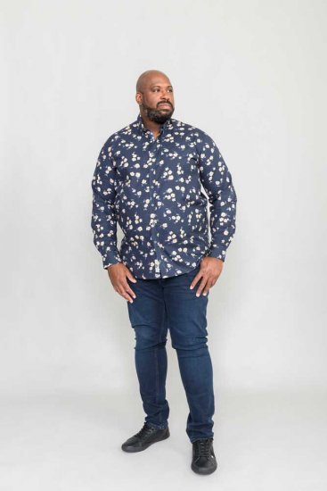 D555 Rooksey Floral Print Shirt Navy - Ingek - Ingek 2XL-10XL