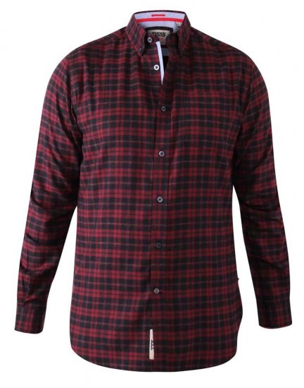 D555 Holton Dark Red Checked Flannel Shirt - Ingek - Ingek 2XL-10XL